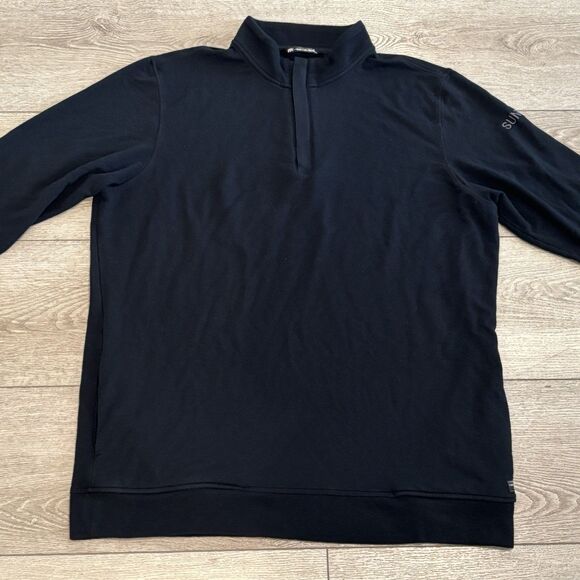 Travis Mathew Golf Sweater Mens 2XL XXL Black Quarter Zip Long Sleeve Pullover - Picture 1 of 8